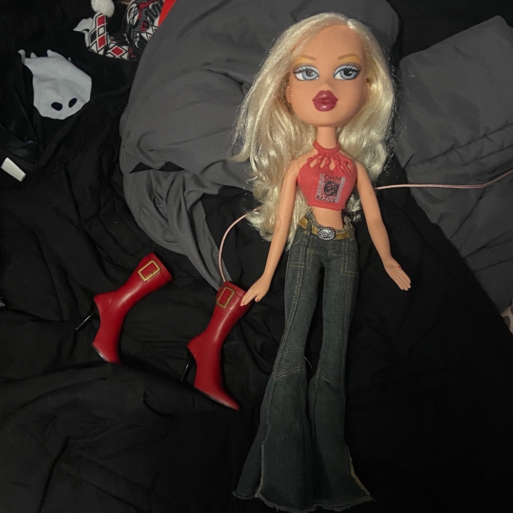 Blonde Fashion Doll with Red Top and Red Boots